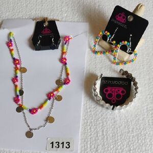 Paparazzi Multicolor Beaded Jewelry Set with Heart Earrings